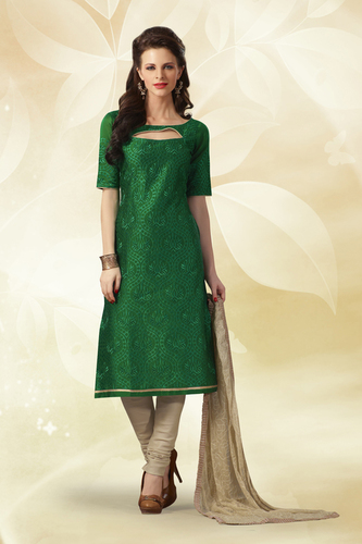 Salwar Kameez - Silk Material, 54 Inches Length, Bottle Green Color | Elegant Design, Intricate Multi Resham Thread Work, Comfortable Fit