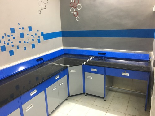 Iron Modular Laboratory Table With Cabinets