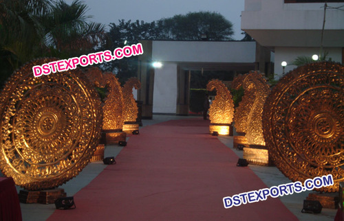 Golden Round Corridor Pillars