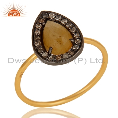 Natural Yellow Sapphire Gemstone Silver Ring Jewelry
