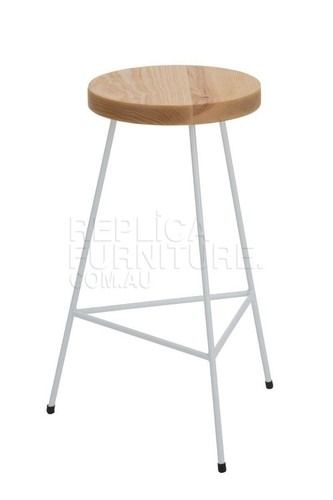 Industrial wire white tripod stool