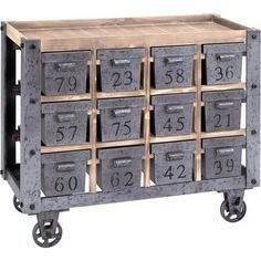 Painted Portable Storage Cart With Number Drawer