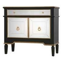 Wine Cabinet - Medium Density Fiberboard 36x42x16 Inches, Black And Gold Finish, Traditional Style
