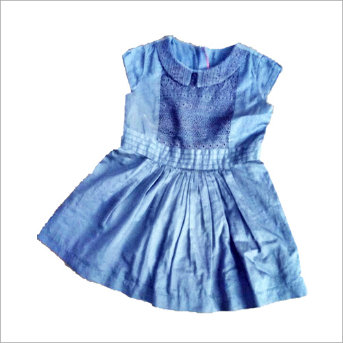 Girl Frocks - Cotton, 6-12 Months, Blue | Sleeveless, Peter Pan Collar, Soft Fabric, Stylish Design, Comfortable Fit