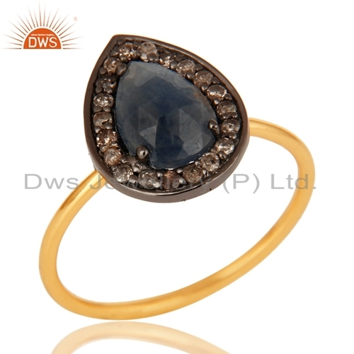 Gold 925 Silver Pave Diamond Ring