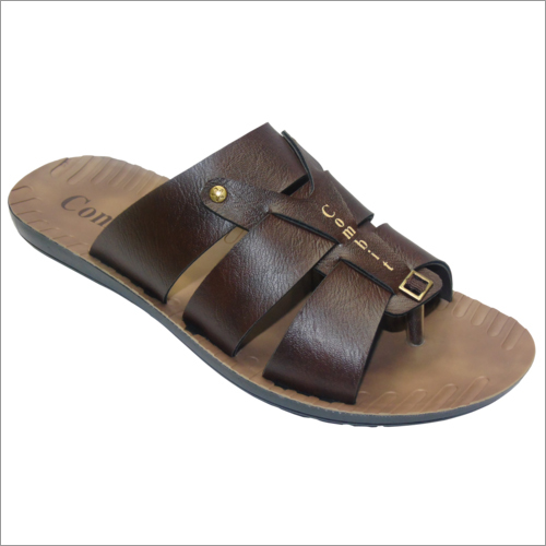 Brn Pu Mens Leather Slipper