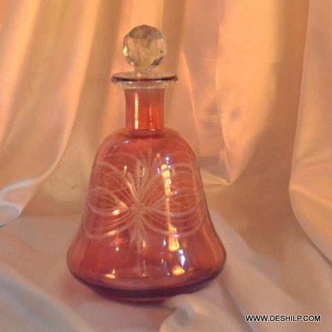 Beautiful Pink Decanter Vintage Glass Decanter