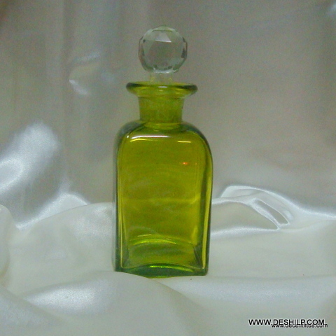 Clear Cut Glass Tall Vintage Glass Lemon Color Decanter