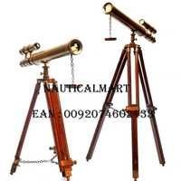 Floor Standing 18" Brown Antique Telescope With Tripod Stand