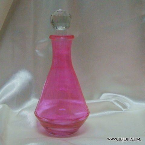 Antique Art Pink Decor Cut Glass Decanter Bottle
