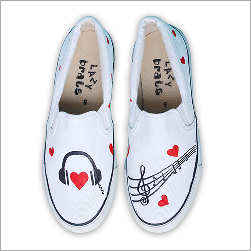 Disco Dancer - Canvas Slip-On Shoes, White, UK4-10 Sizes | Hand-Painted, Sweat Resistant, Comfortable, Colorfast
