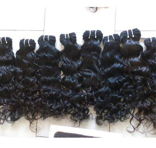 Curly Weft Indian Hair - Machine Weft Human Hair, Black Color for Unisex and Women
