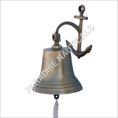 Antique Brass Bell On Hanging Anchor