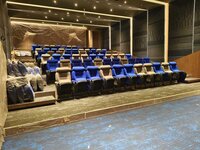 Movie Theater Chair - Moulded Pu Foam 45/5 Density , Tubular Steel Structure, Ppcp Arm Rest With Cup Holder, Laminated Fabric, Fixed/pushback Options