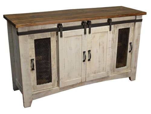 Reclaimed Wood White Finished Tv And Media Console Unit
