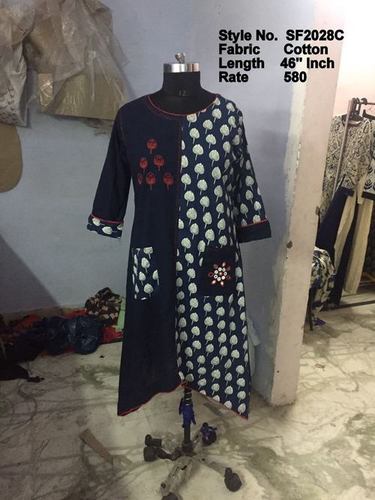 Cotton Long Kurti Decoration Material: Laces