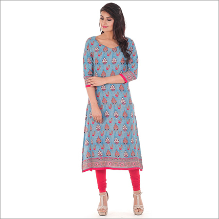 Ladies Rayon Printed Kurtis
