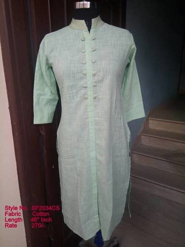 Cotton Slub Embroidery Kurti - A-Line, Long Length, 3-4th Sleeve | Casual Wear, Cotton & Rayon Blend, Summer & Spring Suitable, Sizes S-XXL