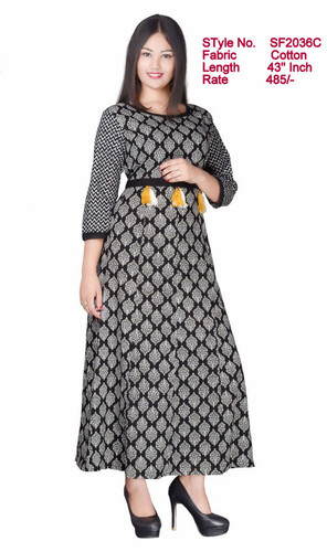 Jaipuri Kurti - Cotton and Rayon, Long A-Line with Embroidery, 3-4th Sleeve Style, Casual to Formal Wear, Available in Sizes S to XXL