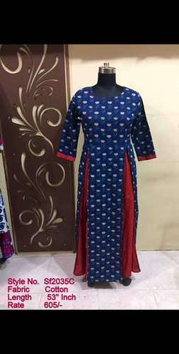 Double Piece Cotton Gown Length: 53 Inch (In)