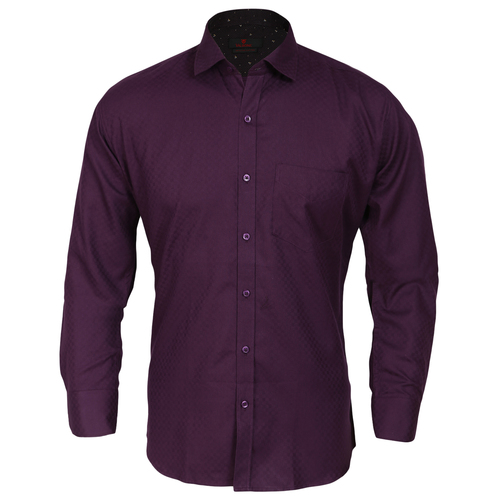 Shirts - Linen Material, Regular Sizes [S, M, L, XL, XXL] - Purple Plaid Pattern, Full Sleeves, Comfortable Fit for Formal Occasions