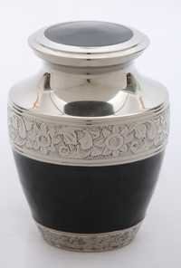 Enamel Black Engraved Silver Urn