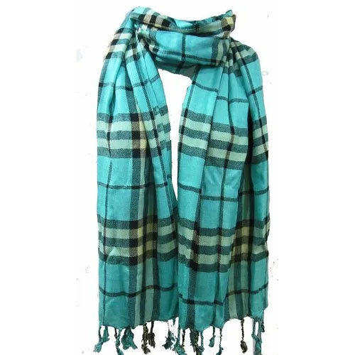 Check Burberry Shawl - Color: Blue