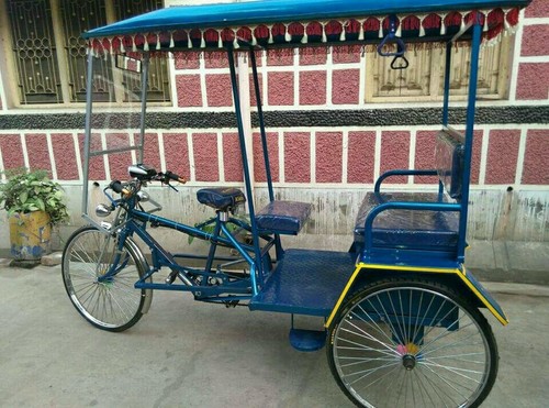 Eco-Friendly Steel Frame Transport Cart - 3 Wheels, Blue, 2 Passenger Capacity, Hand/Foot Brakes, Durable Frame, Easy Operation, Passenger Comfort