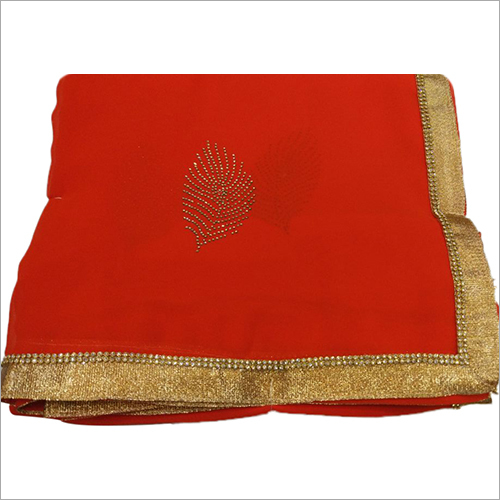 Designer Saree - Silk, 5.5 Meters, Red with Golden Lace Border | Zari Embroidery, Elegant Design, Comfortable Fit
