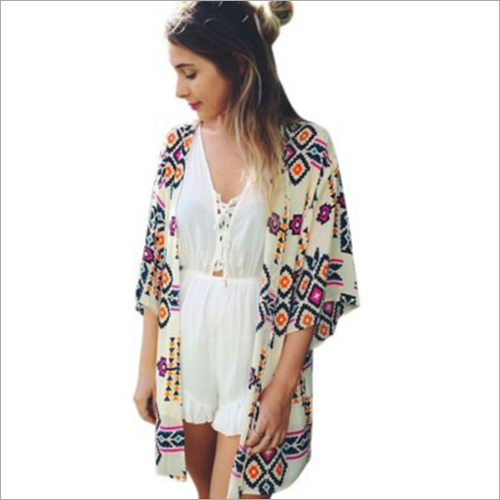 Fashionable Printed Kimono Blouse