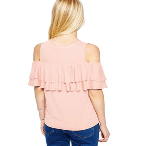 Fresh Style Round Collar Cut Out Flounced Blouse