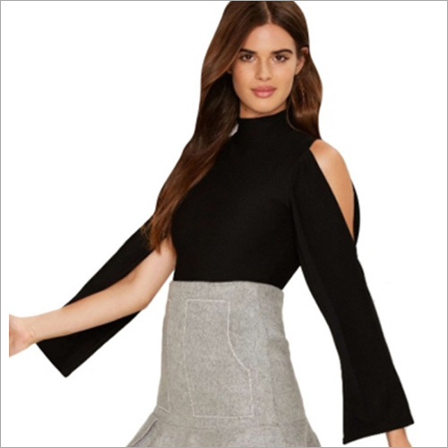 Trendy Stand Collar Asymmetrical Blouse