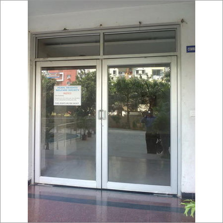 Aluminum Entrance Double Door With Top Fixed