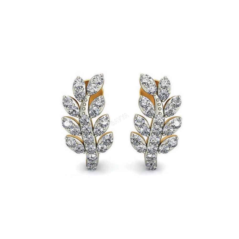 Ladies Diamond Designer Leaf Earring