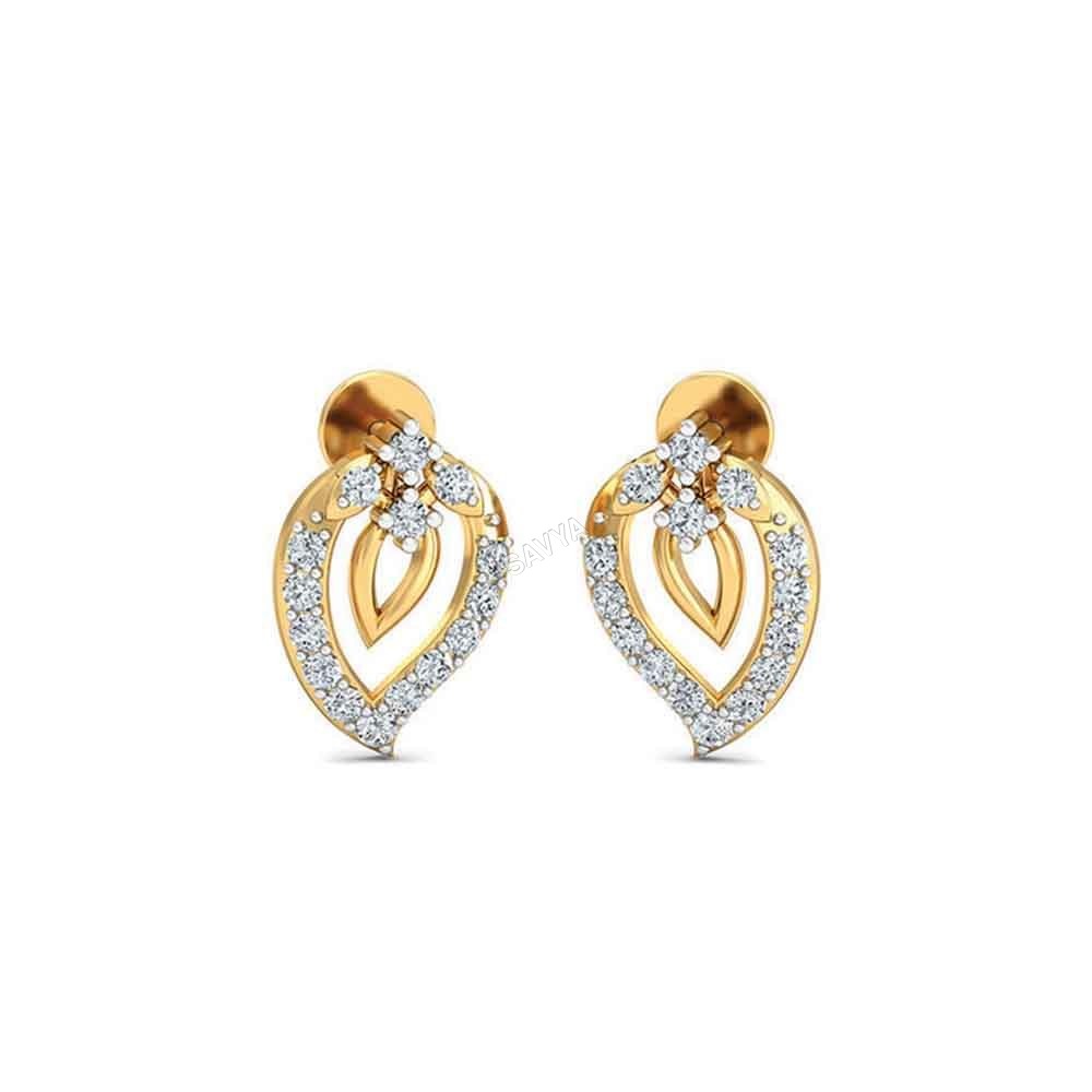 Ladies Polished Gold Diamond Earring
