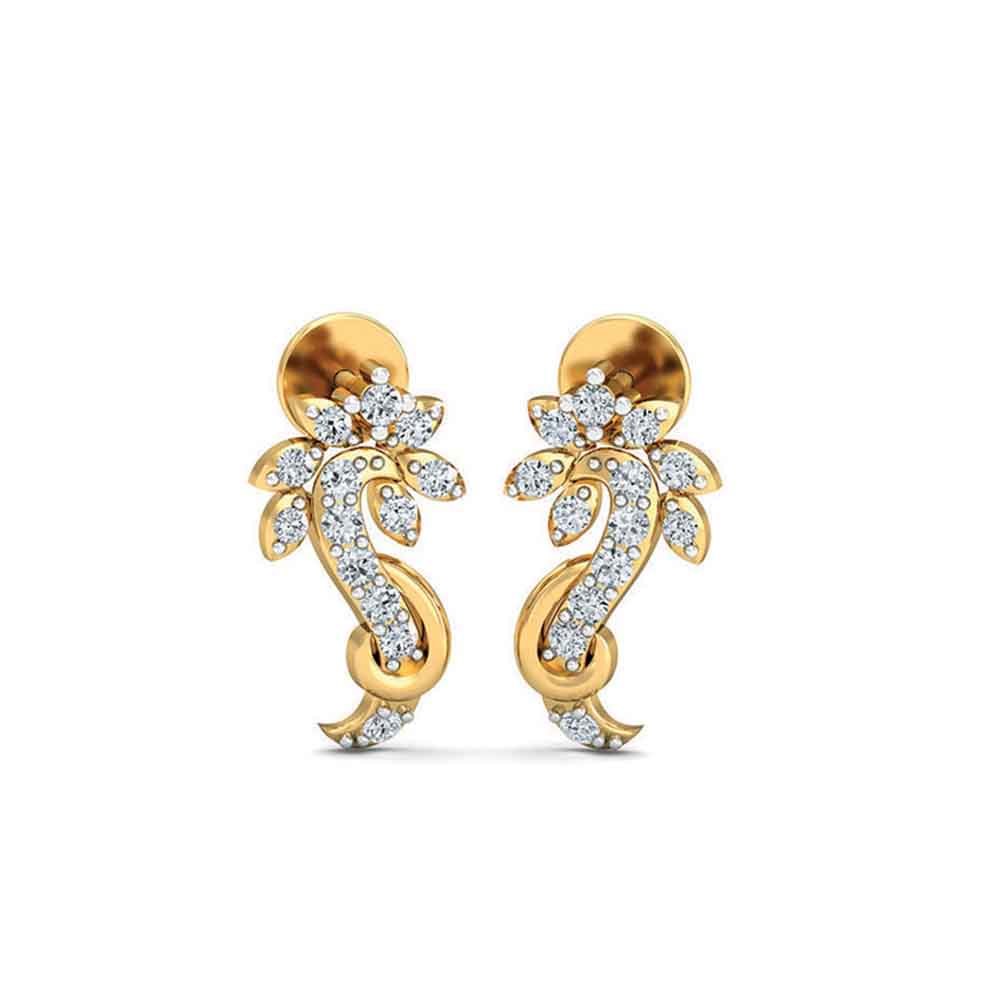 Ladies Polished Diamond Earrings