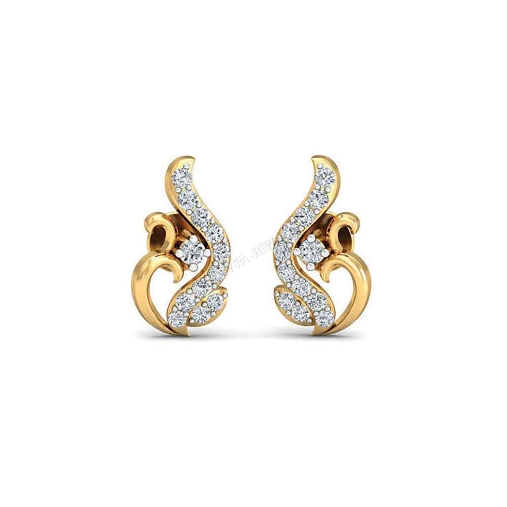 Ladies Polished Diamond Fancy Earrings