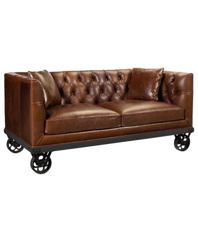 Chesterfield Leather Sofa on Wheels