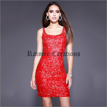 Ladies Red One Piece Dress