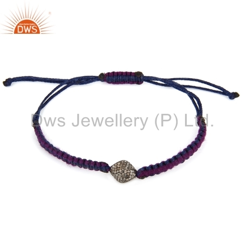 Pave Set Diamond Macrame Bracelet - Handmade 925 Sterling Silver, Unisex Jewelry for Anniversaries, Engagements, Weddings and Gifts