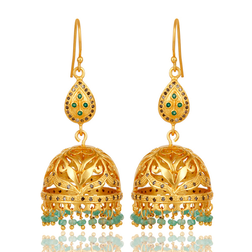 Traditional Gold Plated Diamond Earrings