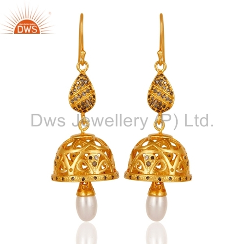 Natural Pearl Diamond Traditional Earrings