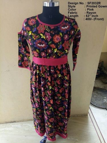 Pink Printed Gown