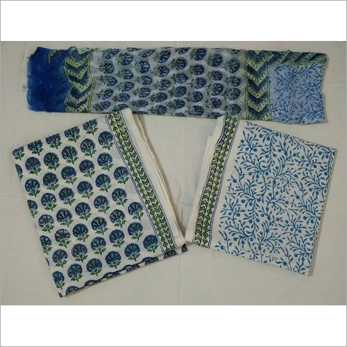 Hand Block Printed Cotton Suit - Cotton, Elegant Chiffon Dupatta | Unique Artisan Design, Vibrant Patterns, Comfortable Fit