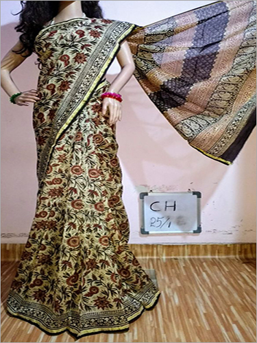 Kalamkari Handmade Chandari Silk Sarees