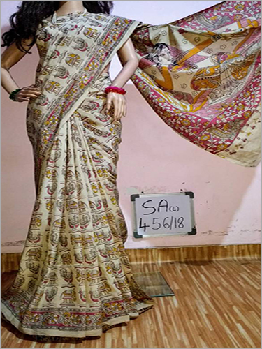 Soft Silk Saree - Soft Silk, 5.5 Meters, Beige | Elegant Design, Unique Printed Pattern, Handcrafted, Comfortable Wear