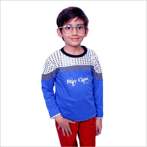 Kids Modern T-Shirt - Cotton Blend Various Sizes Blue | Soft Fabric Stylish Design Durable Comfortable Colorfast Machine Washable