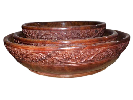 Wooden Bowls - Sheesham Wood, Varying Sizes | Eco-Friendly, Floral Carved Design, Gift-Ready, Durable