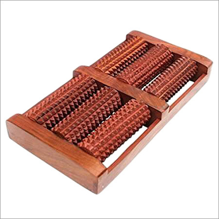 Wooden Foot Massager - Wood 12x5x2 inches Two 1-inch Rollers | Foot Roller Stress Relief Acupressure Durable Natural
