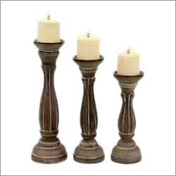 Wooden Candle Stand - Handcrafted Wood, Small-Medium Size, Brown | Antique Look, Elegant Design, Versatile Use